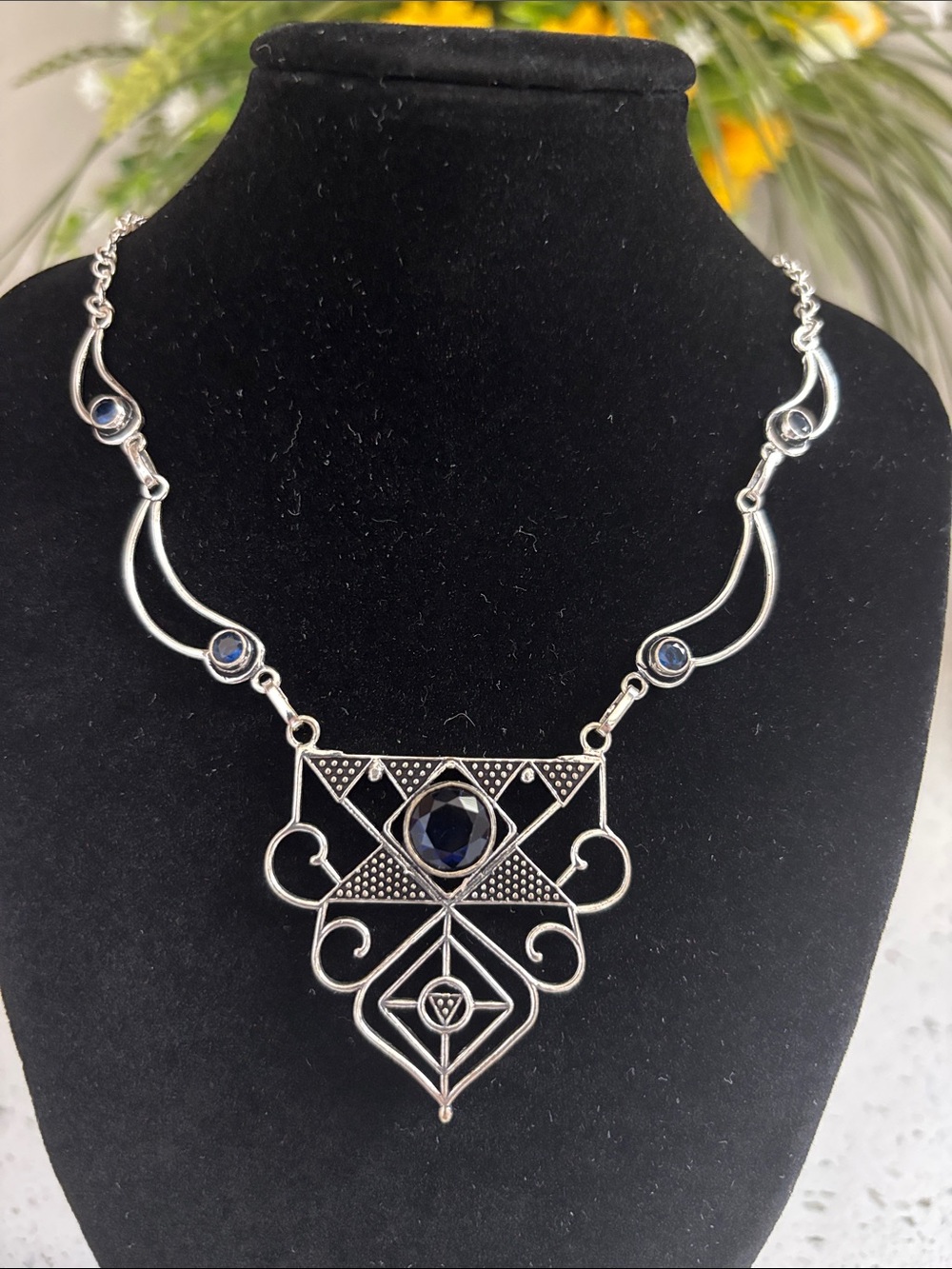 Sterling Silver Tanzanite Gemstone Link Necklace